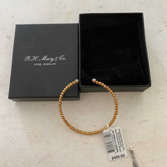 Diamond and gold bead bracelet